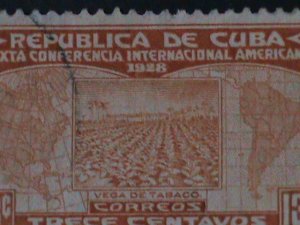 ​CUBA-1928-SC#289 TOBACO PLANTATION-USED-VERY FINE-96-YEARS OLD STAMP