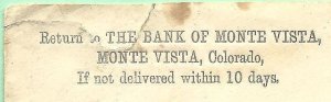 ​3/6/1894 cover Monte Vista Colorado Bank Prof Notestein Wooster OH Colombian