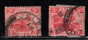 FEDERATED MALAY STATES Scott # 48 Used x 2 - Tiger