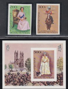 Burkina Faso # 436-437, 438, Queen Elizabeth Reign IMPERF, Mint NH, 1/2 Cat.