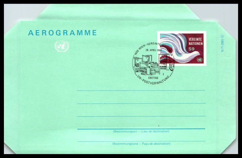 UN Vienna UC1 Aerogramme U/A FDC