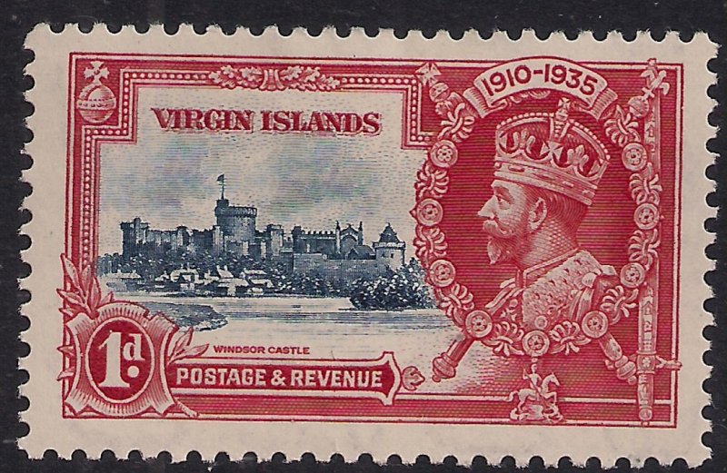 British Virgin Islands 1935 KGV 1d Silver Jubilee MM SG 103 ( L1031 )