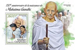 Central Africa - 2019 Mahatma Gandhi - Souvenir Sheet - CA190107b