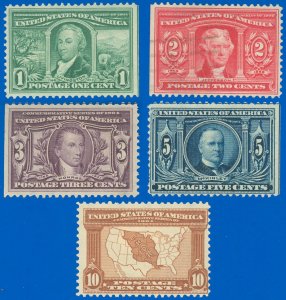 US Scott #332-327, Mint-LH to Hinged, #324 is Used,#325 Has a Thin, SCV $284.50!