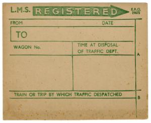 (I.B) London Midland & Scottish Railway : Registered Parcel Card