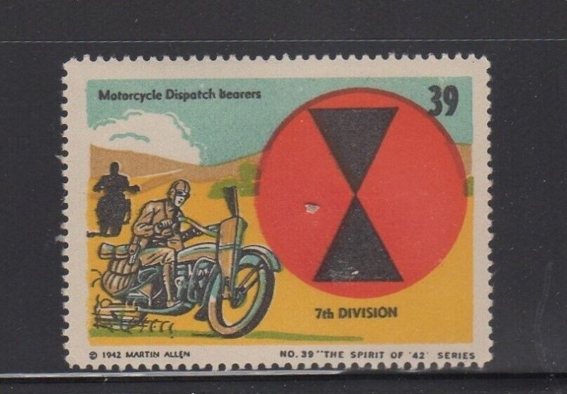 Military Combat Insignia Robbins Collector Stamp #39 7th Division - MNH OG