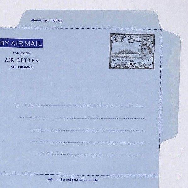 AP58 St Christopher Nevis Angla Airmail Air Letter Postal Stationery Cover PTS