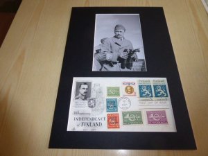 Mannerheim Finland indepence USA FDC Cover and mounted photograph mount size A4