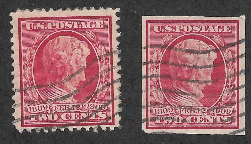 Doyle's_Stamps: Used 1909  2c Lincoln Centennials, Scott #367 & #368