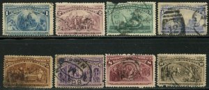 US Sc#230-237 1893 1c-10c Columbians Part Set Used with Faults Cheap Set