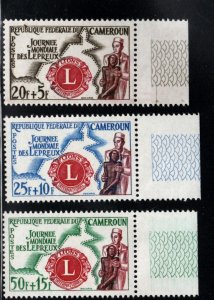 Cameroun Scott B33-B35 MNH** stamp set Lions Emblem Leprosy Relief with tabs
