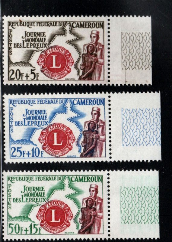 Cameroun Scott B33-B35 MNH** stamp set Lions Emblem Leprosy Relief with tabs