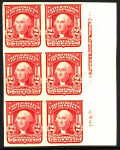 U.S. #320 MINT PL# BLOCK OG LH 