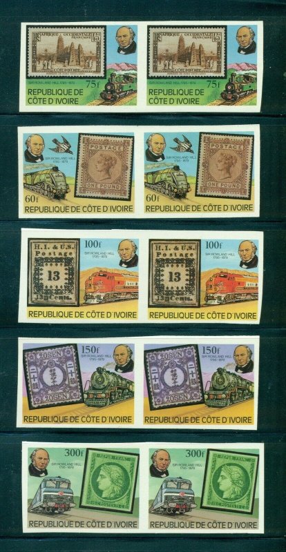 Ivory Coast #514-18 (1978 Roland Hill set) VFMNH  imperforate pairs 