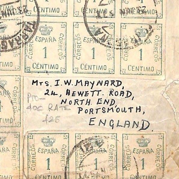 MS3174 1925 SPAIN to GB Cover. PTO 40c rate