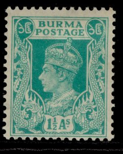 BURMA GVI SG23, 1½a turquoise-green, M MINT. 