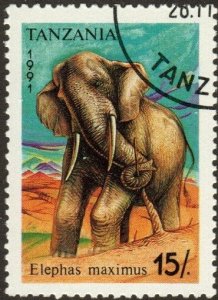 Tanzania 793 - Cto - 15sh Asian Elephant (1991) (cv $0.55) +