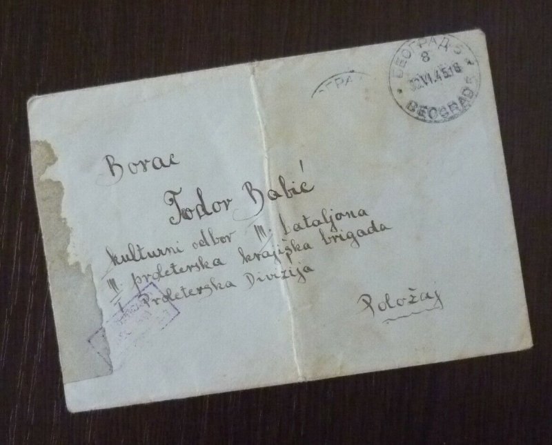 Yugoslavia 1945 Croatia Serbia Censored Cover Sent from Belgrade B1