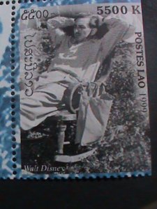 ​LAOS-1999 FAMOUS DISNEY CARTOON FOUNDER-WALT DISNEY - MNH S/S VERY FINE