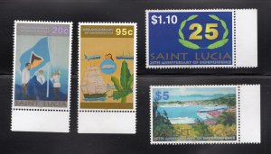 St. Lucia 2004 Set of 4 Independence, Scott 1188-1191 MNH, value = $7.50