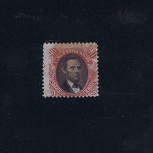 SCOTT# 122 USED 90 CENT LINCOLN RED CANCEL, 1869, HIGH CAT VAL USED
