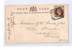 CS339 GB Superb FANCY GEOMETRIC London *ADELPHI*Cachet Stationery 1890 Card ARTS