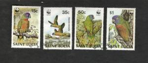 Saint Lucia SCOTT #902-05 WWF  Amazona Vewrsicolor PARROTS Θ used stamp