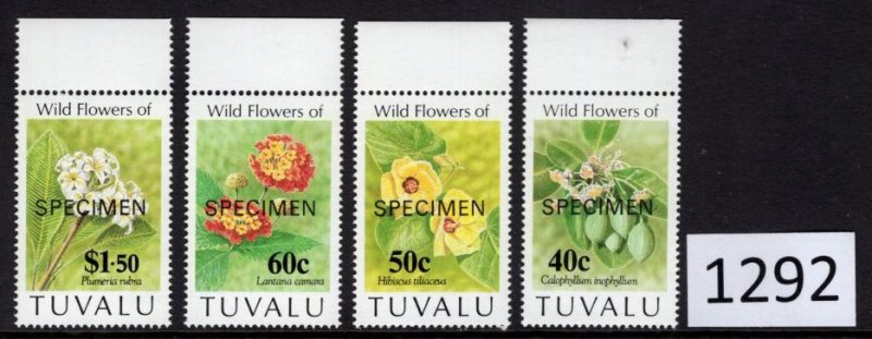 Tuvalu Scott 625-8, Wild Flowers, SPECIMEN set of 4 (1292), Free Shipping