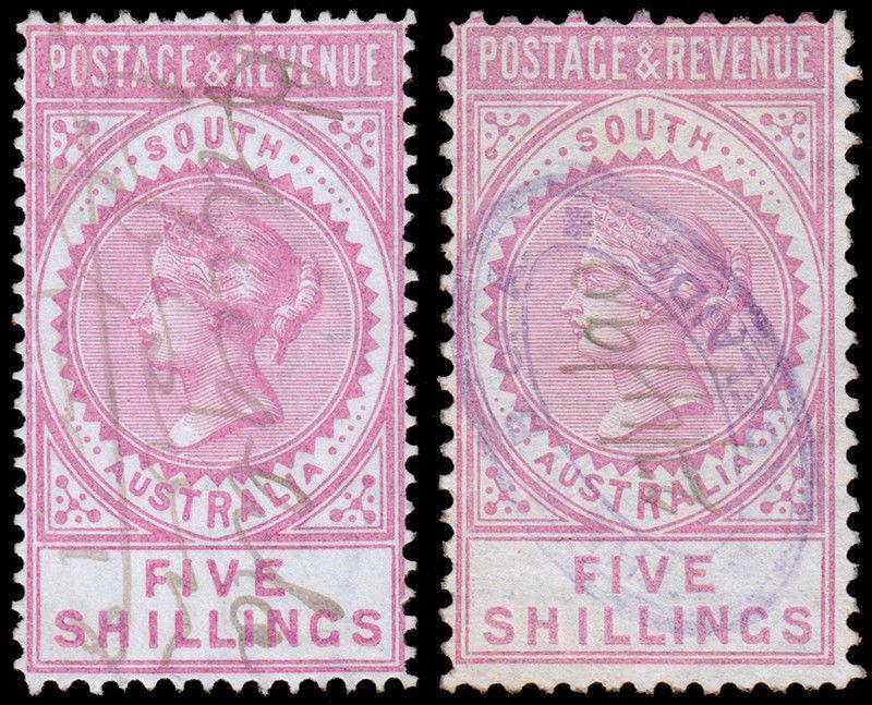 South Australia Scott 82, 82a (1886) Used F-VF, CV $40.00 M