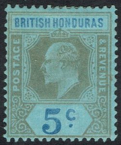 BRITISH HONDURAS 1902 KEVII 5C WMK CROWN CA