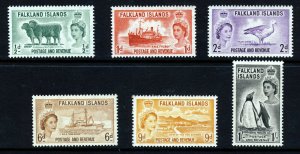 FALKLAND ISLANDS QE II 1955-57 First Definitive Set SG 187 to SG 192 MNH