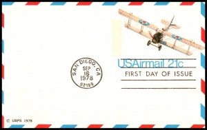 US UXC17 Biplane Postal Card U/A FDC