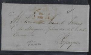 COLOMBIA (P2504B)   1860 STAMPLESS PASTO TO POPAYAN