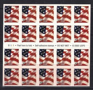 PCBstamps   US #3635a Bk Pane $7.40(20x37c)Flag, self-adh., (1)