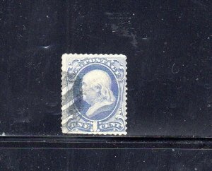 #145 1870 1c BEN FRANKLIN FANCY CANCEL F-VF USED e