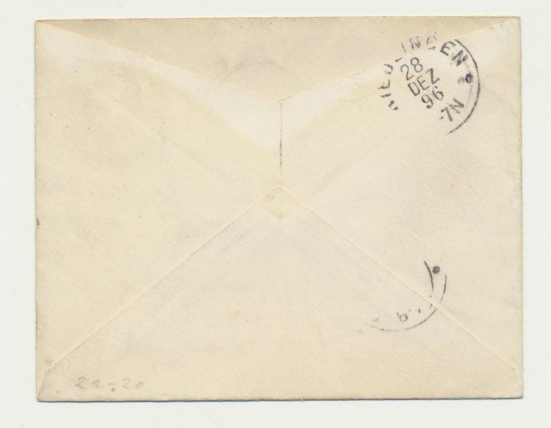 CAPE OF GOOD HOPE -WURTTEMBURG 1896 BOSMANS CROSSING CDS ON 1d ENVELOPE