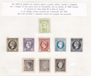 1864 Belgium - King Leopold - 9 PROOFS FOR THE 1865-66 SERIES