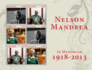 Guyana - 2013 - President Nelson Mandela In Memoriam - Sheet Of Six - MNH