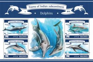 MALDIVES 2015 SHEET DOLPHINS MARINE LIFE mld15310a