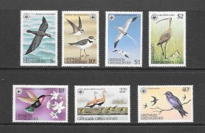 BIRDS - GRENADA GRENADINES #290-96  WWF   MNH