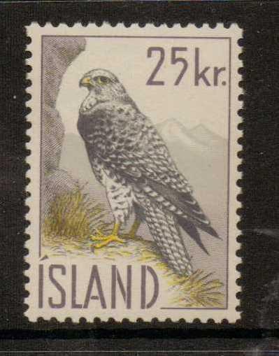 ICELAND SG372 1959 25k FALCON MNH