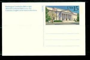 #UX151 Constitution Hall Postal Card - MInt