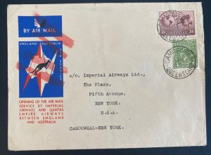1934 Camoonweal Australia First Flight Airmail Cover FFC To New York USA