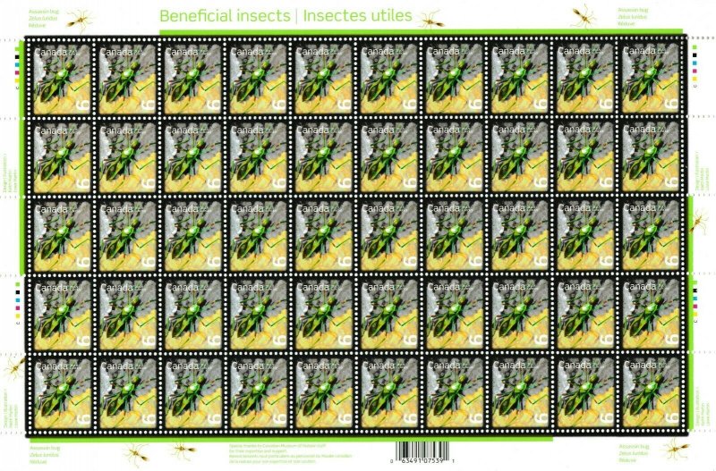 Canada 2407 Beneficial Insects Assassin Bug 6c sheet (50 stamps) MNH