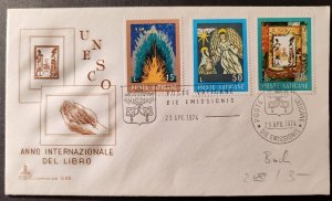 Vatican First Day Cover (FDC) dated 23 April 1974. Issued on the occasion...