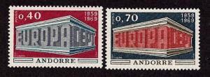 Andorra-French Adm-1969-SC 188-189-H-Common Design-Euro