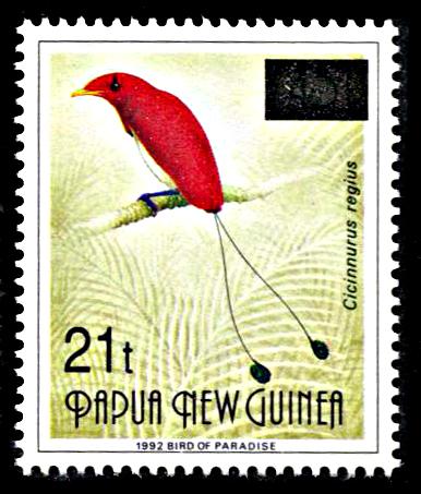 Papua New Guinea 878B, MNH, Surcharge on Bird Issue, large T