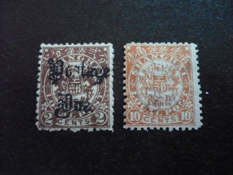 Stamps - Shanghai - Scott# J7, J11 - Mint Hinged Part Set of 2 Stamps