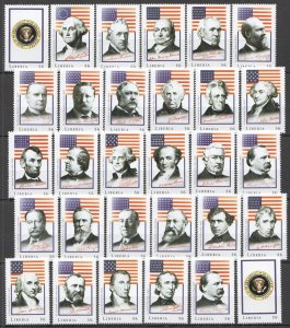 O0087 2009 Liberia Usa Presidents Lincoln Wahington Roosevelt Mnh Stamps