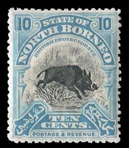 North Borneo #145 (SG 170) Cat£45, 1909 10c blue, lightly hinged